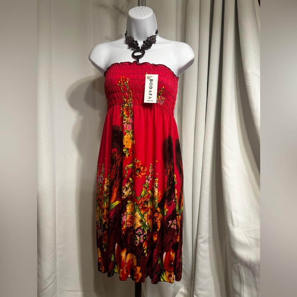 NWTAG Hot Pink Floral Stretch “ Bodafa” Midi Dress